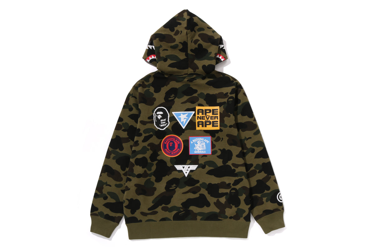 1ST CAMO PATCH PRINT SHARK ZIP HOODIE JR
