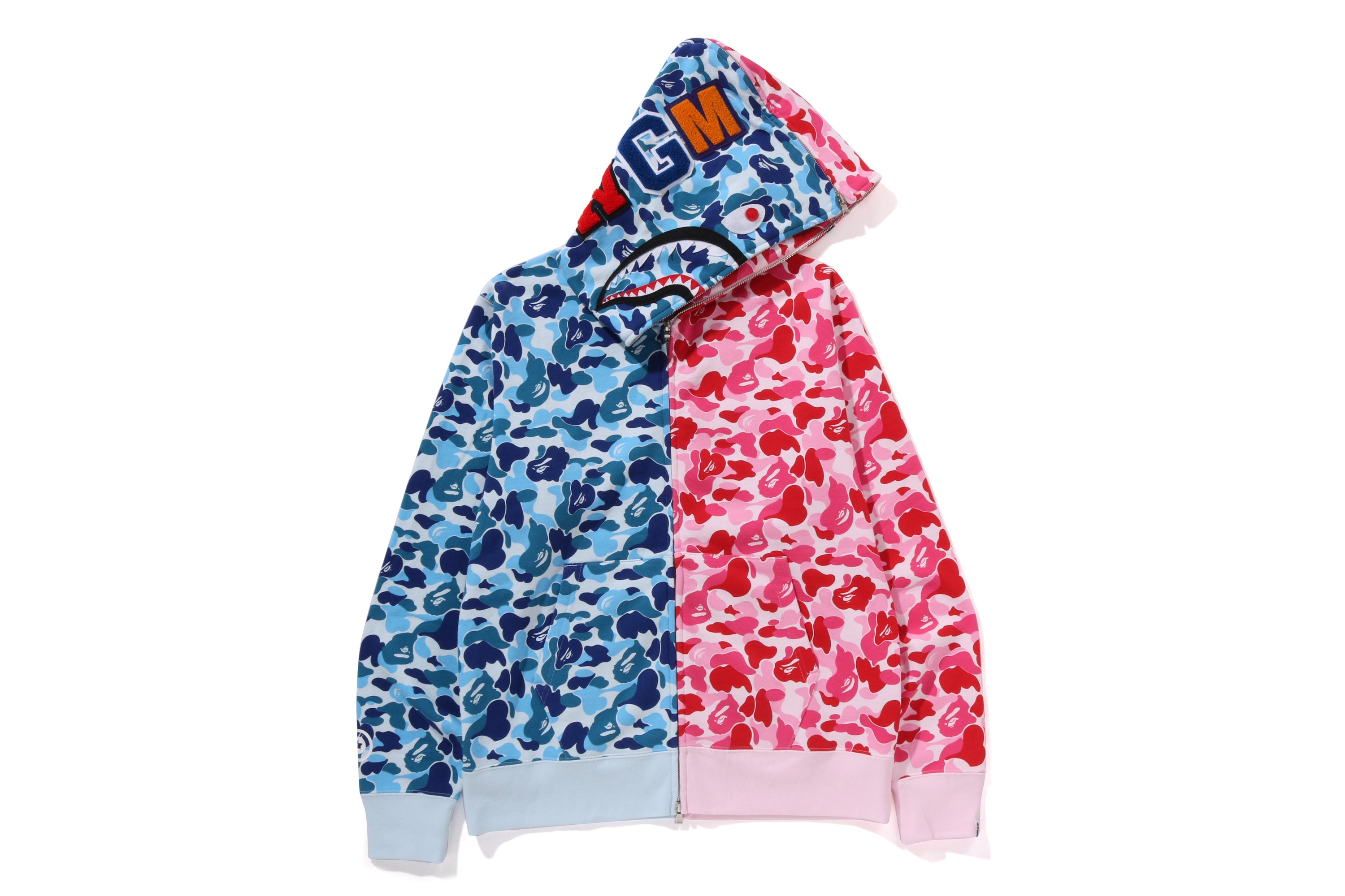 トップス Abc Camo Double Shark Blue M A Bathing Ape Men ABC Camo Double Shark Full Zip Hoodie blue