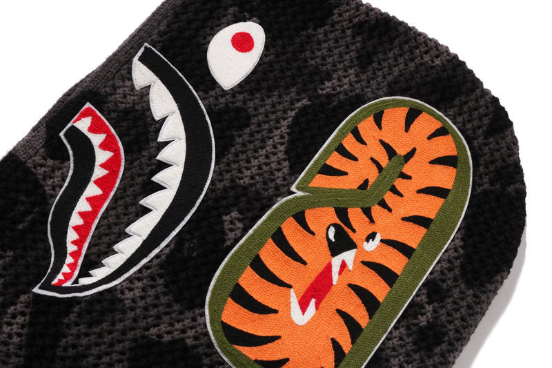 COLOR CAMO CROCHET RELAXED FIT SHARK FULL ZIP HOODIE