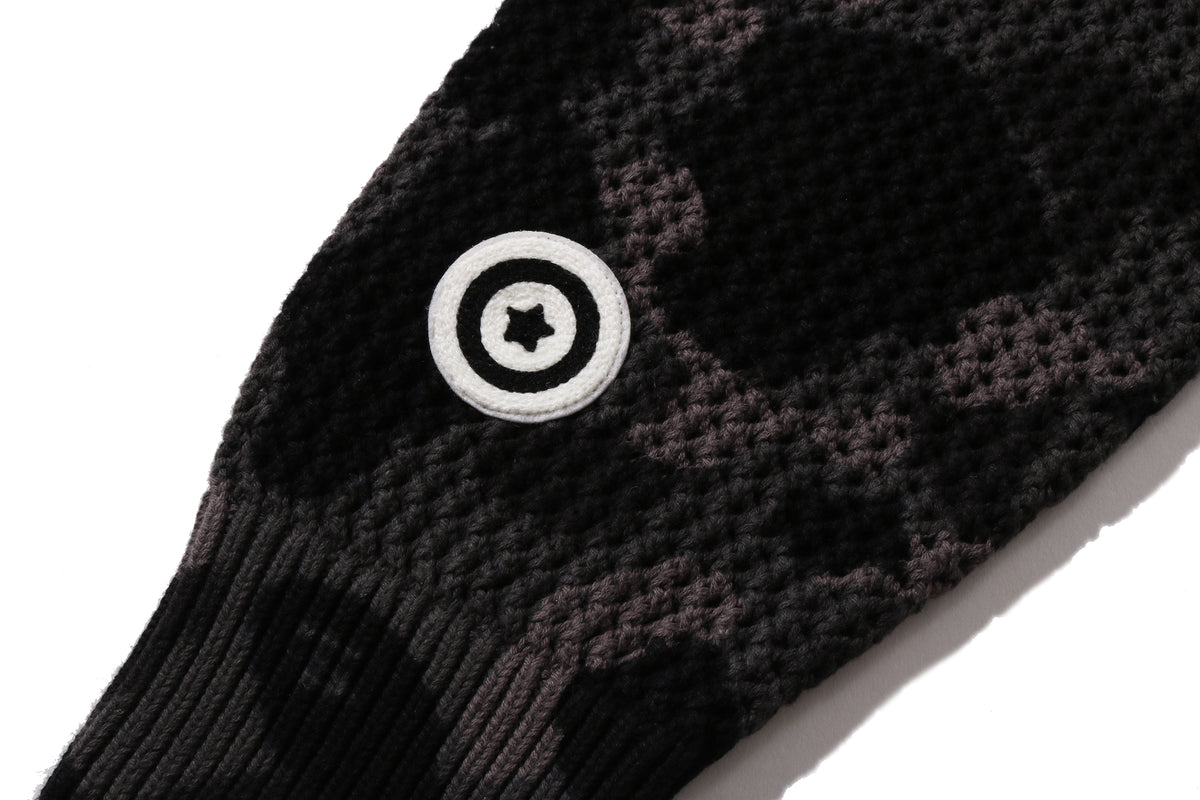 COLOR CAMO CROCHET RELAXED FIT SHARK FULL ZIP HOODIE