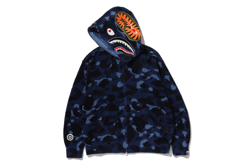 COLOR CAMO CROCHET RELAXED FIT SHARK FULL ZIP HOODIE