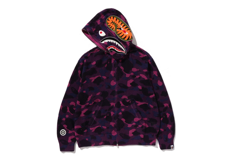 COLOR CAMO CROCHET RELAXED FIT SHARK FULL ZIP HOODIE