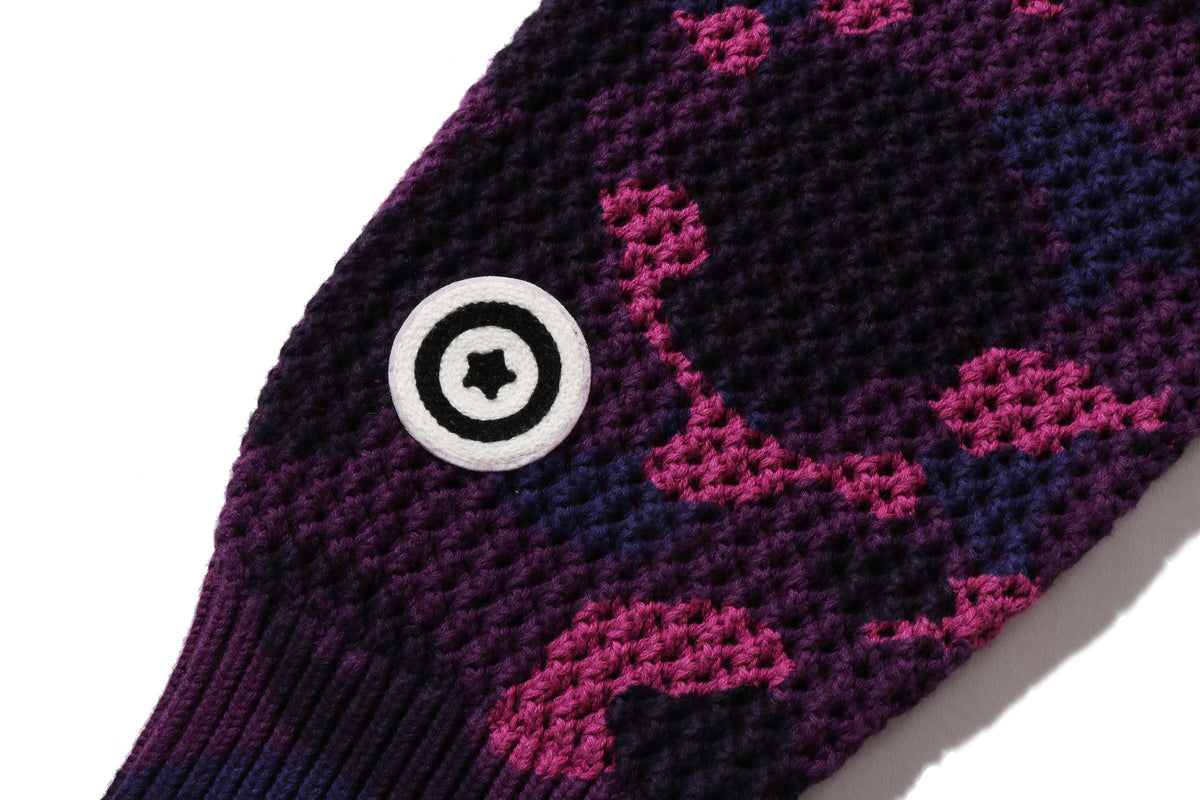 COLOR CAMO CROCHET RELAXED FIT SHARK FULL ZIP HOODIE