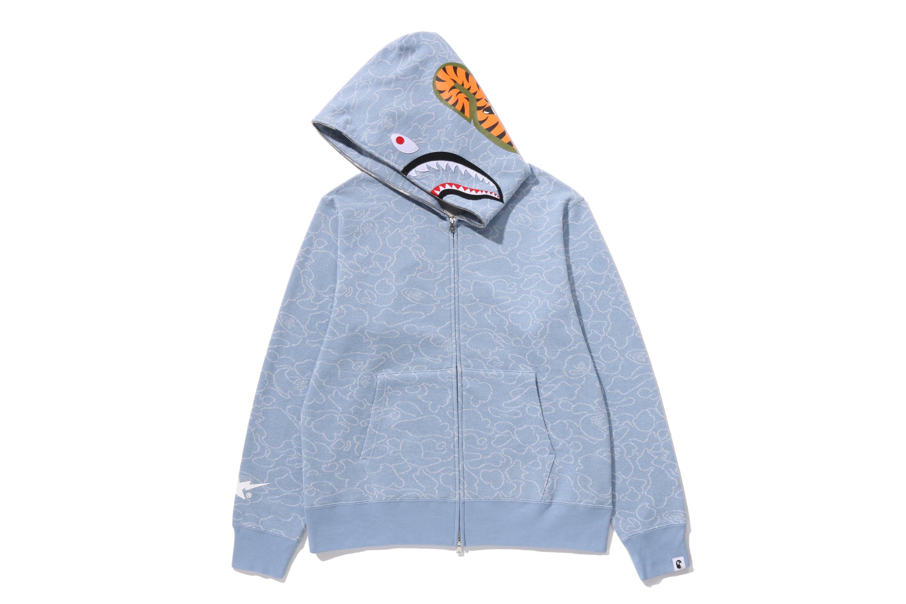 BAPE×OVO NEON 1ST CAMO シャークパーカー L OVO x BAPE Neon 1st Camo Shark Full-Zip Hoodie Light Indigo Men's