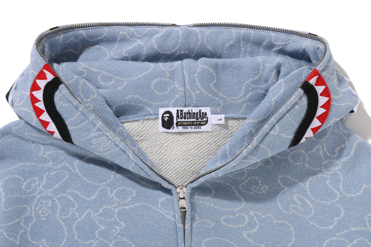 BAPE X OVO NEON 1ST CAMO JACQUARD SHARK FULL ZIP HOODIE