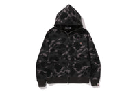 ONE POINT COLOR CAMO CROPPED FULL ZIP HOODIE