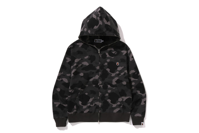 ONE POINT COLOR CAMO CROPPED FULL ZIP HOODIE