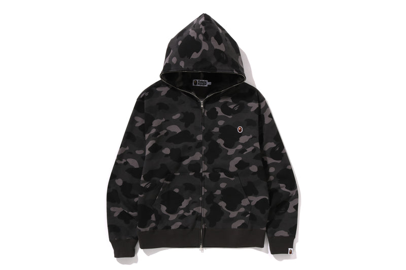 ONE POINT COLOR CAMO CROPPED FULL ZIP HOODIE