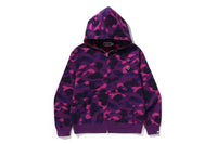 ONE POINT COLOR CAMO CROPPED FULL ZIP HOODIE