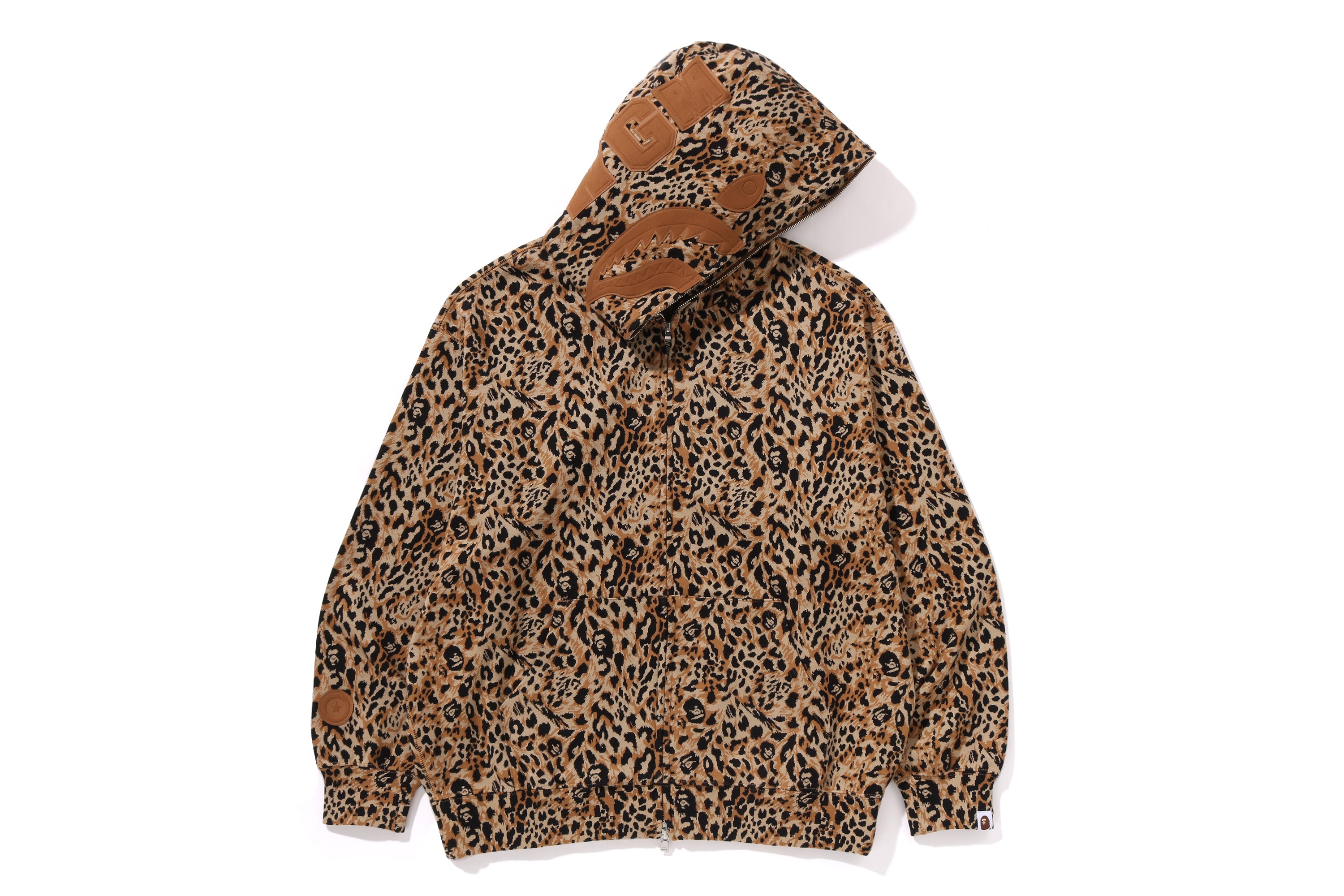 WILD LEOPARD PATTERN SHARK RELAXED FIT FULL ZIP HOODIE – eu
