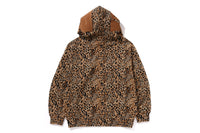 WILD LEOPARD PATTERN SHARK RELAXED FIT FULL ZIP HOODIE