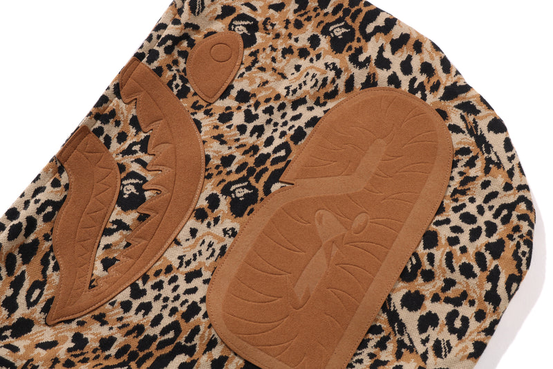 WILD LEOPARD PATTERN SHARK RELAXED FIT FULL ZIP HOODIE