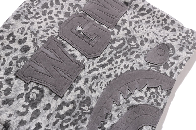 WILD LEOPARD PATTERN SHARK RELAXED FIT FULL ZIP HOODIE