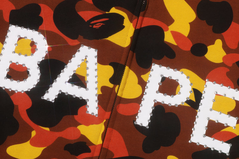 1ST CAMO BAPE LOGO RHINESTONE RELAXED FIT FULL ZIP HOODIE