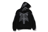 SKELETON SHARK HEAVY WASHED CROPPED FIT FULL ZIP HOODIE