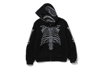 SKELETON SHARK HEAVY WASHED CROPPED FIT FULL ZIP HOODIE