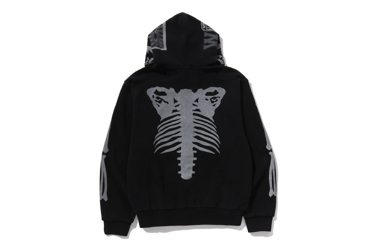 SKELETON SHARK HEAVY WASHED CROPPED FIT FULL ZIP HOODIE