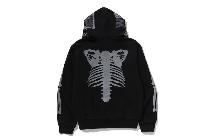 SKELETON SHARK HEAVY WASHED CROPPED FIT FULL ZIP HOODIE