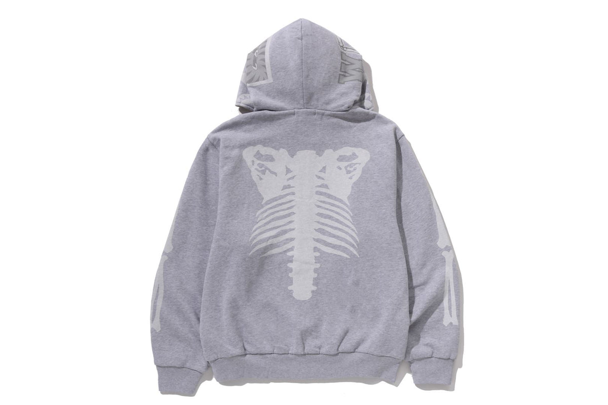 SKELETON SHARK HEAVY WASHED CROPPED FIT FULL ZIP HOODIE