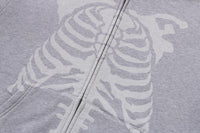 SKELETON SHARK HEAVY WASHED CROPPED FIT FULL ZIP HOODIE