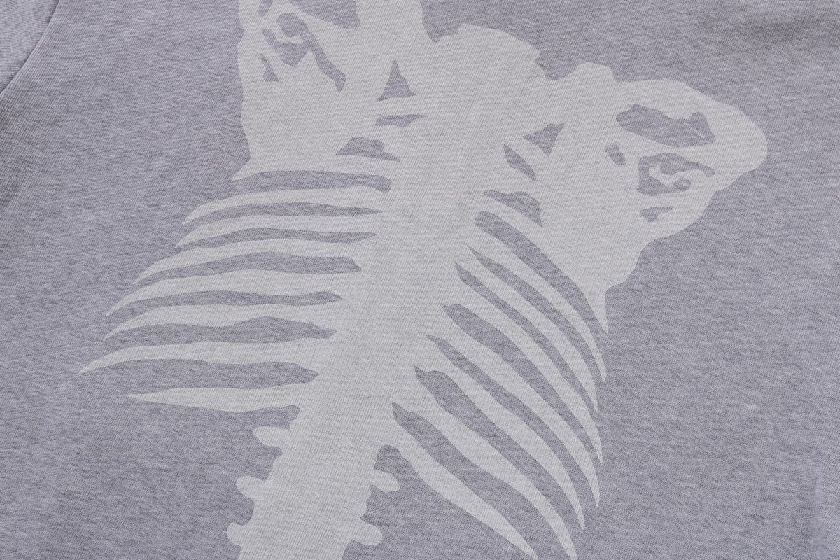 SKELETON SHARK HEAVY WASHED CROPPED FIT FULL ZIP HOODIE