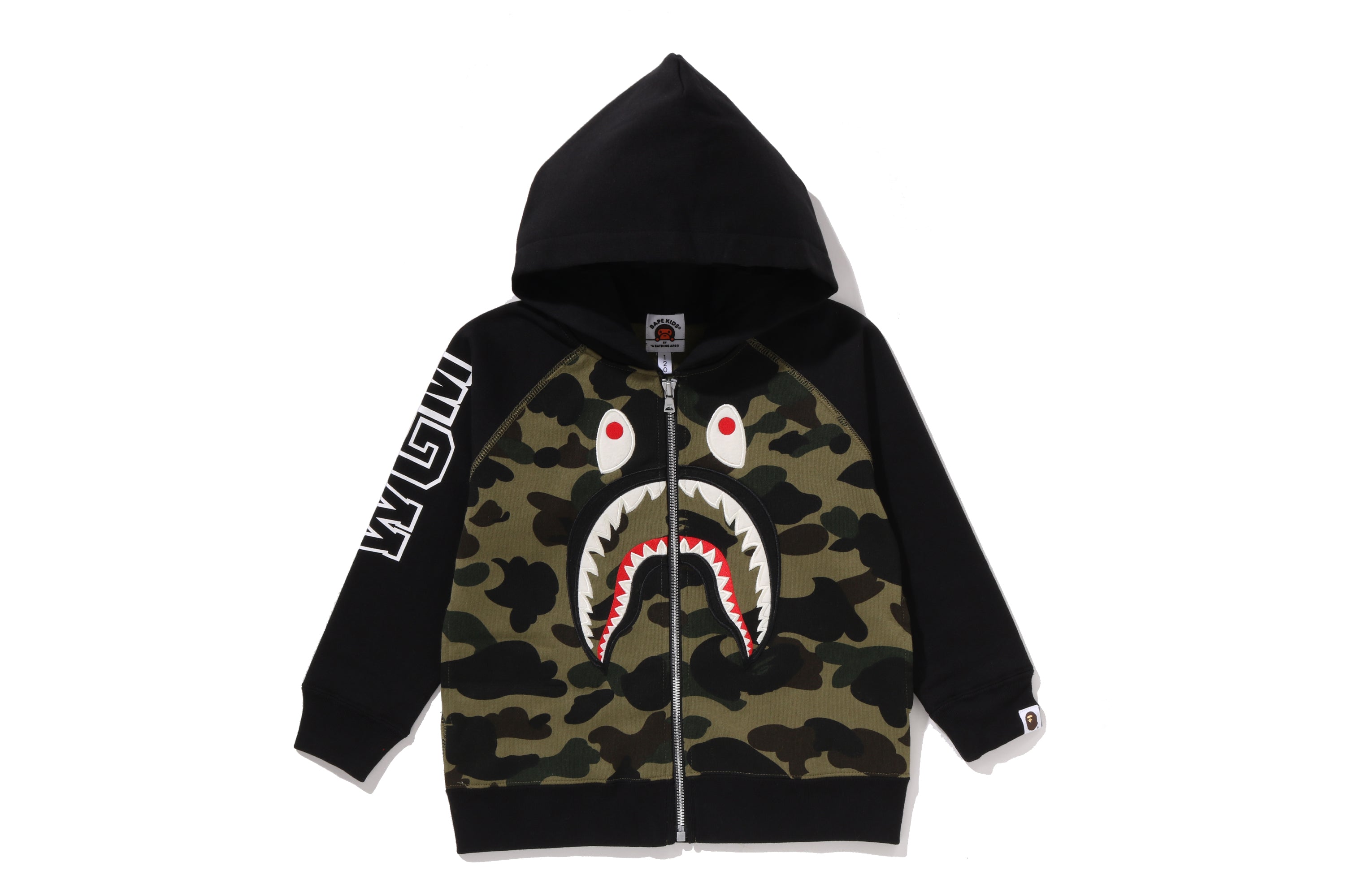1ST CAMO SHARK PATCH ZIP HOODIE KIDS – eu.bape.com