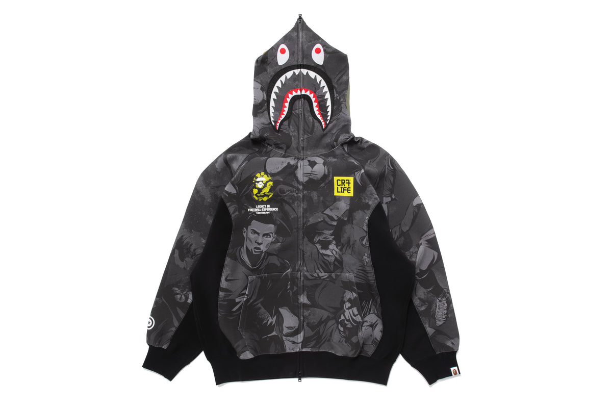 BAPE X CR7 LIFE ALL OVER PRINT LOGO RELAXED FIT SHARK HOODIE