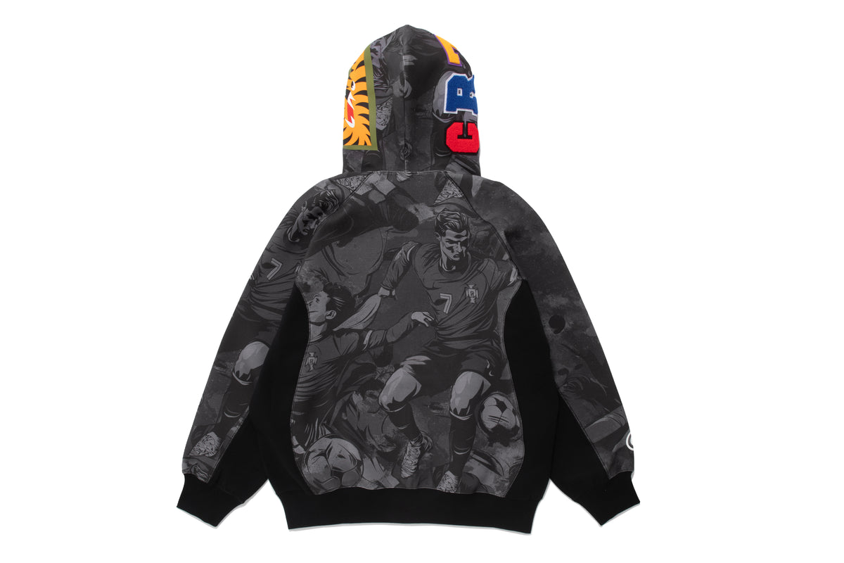 BAPE X CR7 LIFE ALL OVER PRINT LOGO RELAXED FIT SHARK HOODIE