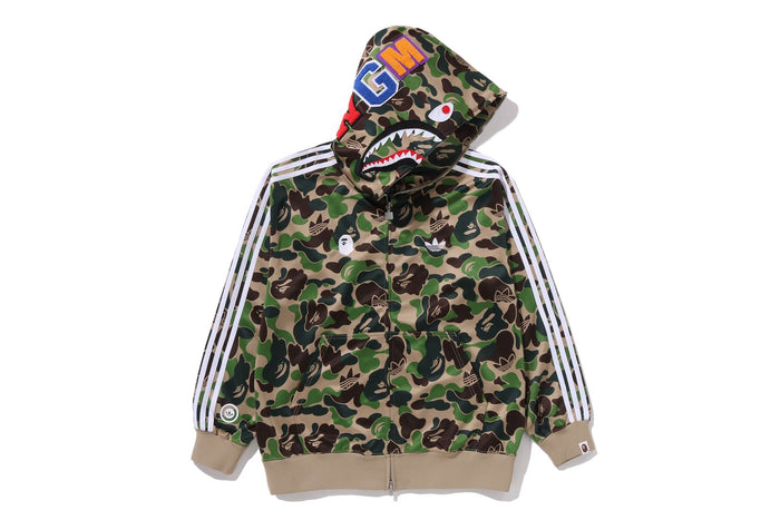 BAPE X ADIDAS RELAXED FIT TRACK CAMO SHARK FULL ZIP HOODIE LADIES