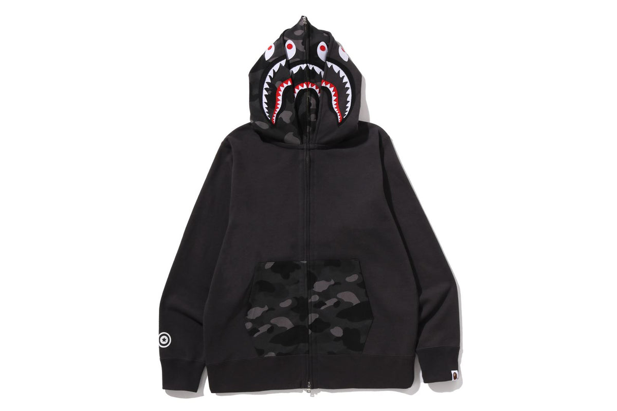 COLOR CAMO SHARK FULL ZIP DOUBLE HOODIE