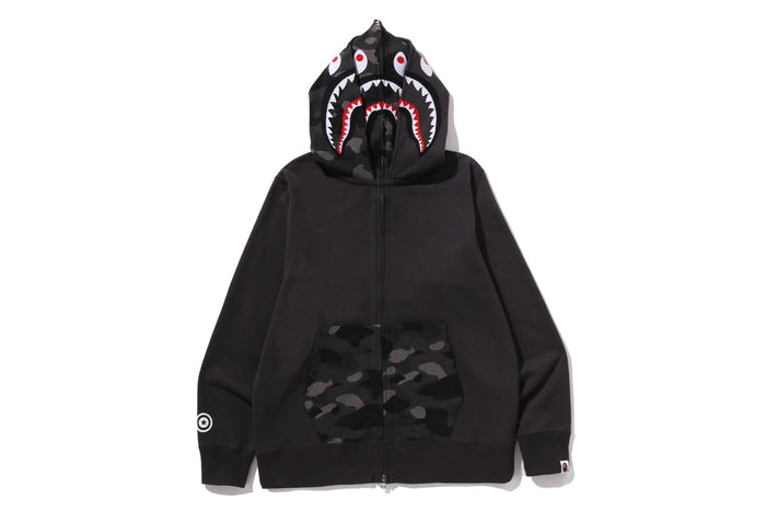 COLOR CAMO SHARK FULL ZIP DOUBLE HOODIE
