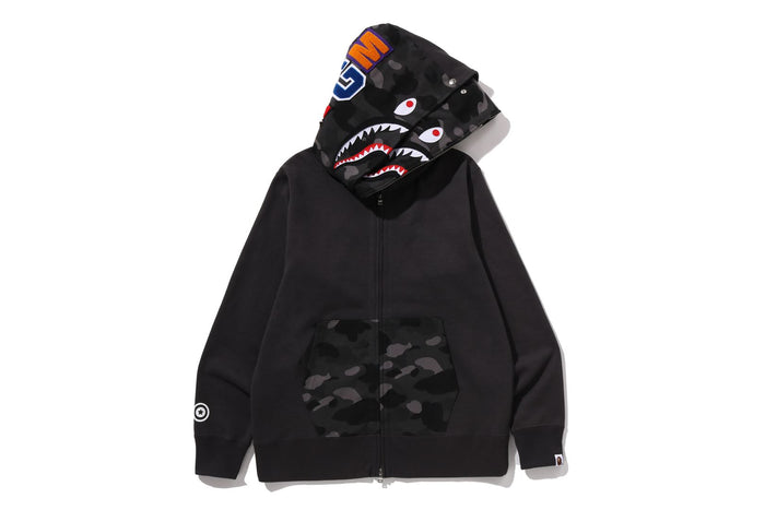 COLOR CAMO SHARK FULL ZIP DOUBLE HOODIE