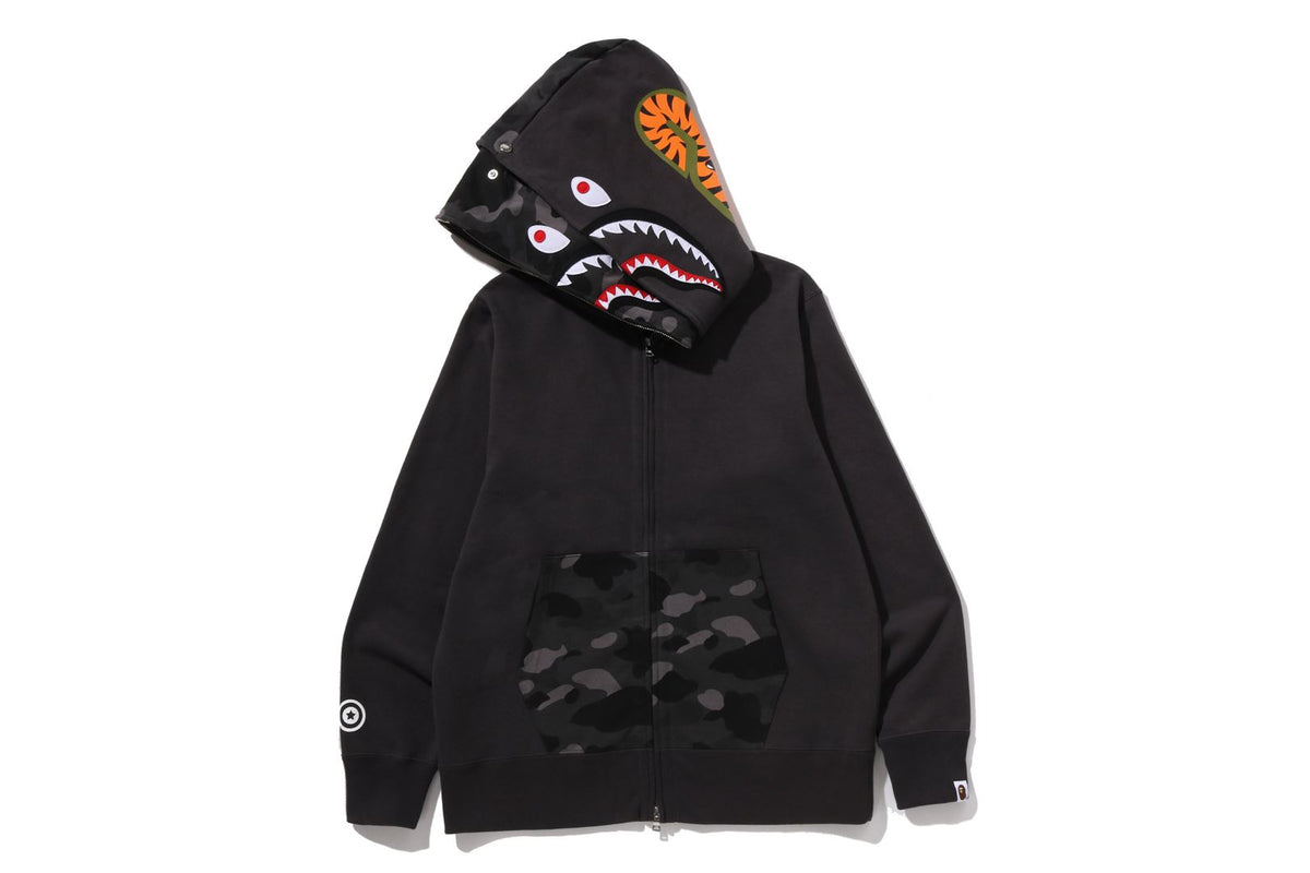 COLOR CAMO SHARK FULL ZIP DOUBLE HOODIE