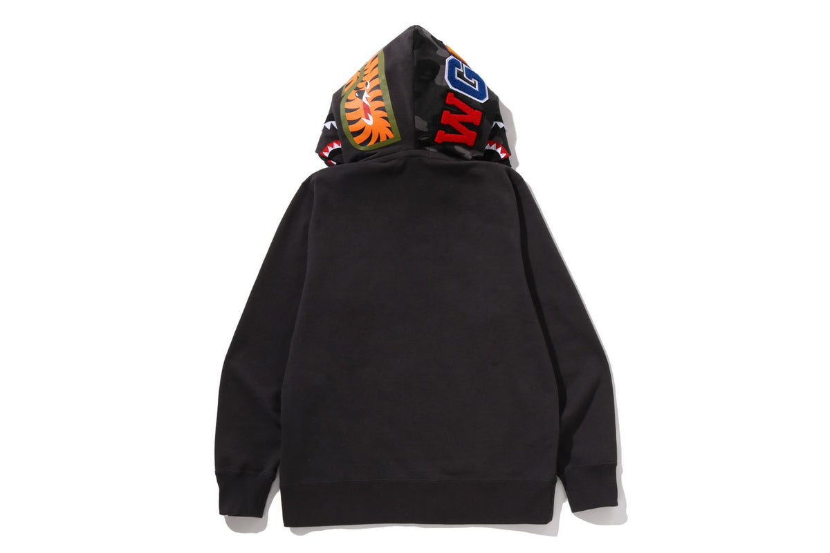 COLOR CAMO SHARK FULL ZIP DOUBLE HOODIE