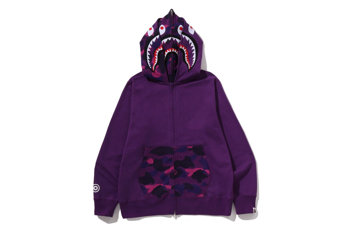 COLOR CAMO SHARK FULL ZIP DOUBLE HOODIE