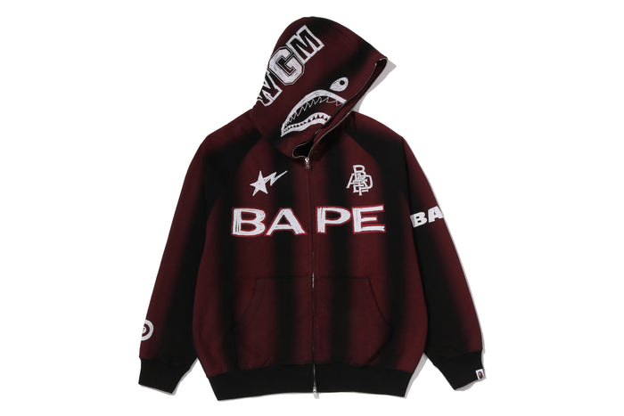 HAND DRAW FOOTBALL SHARK RELAXED FIT FULL ZIP HOODIE
