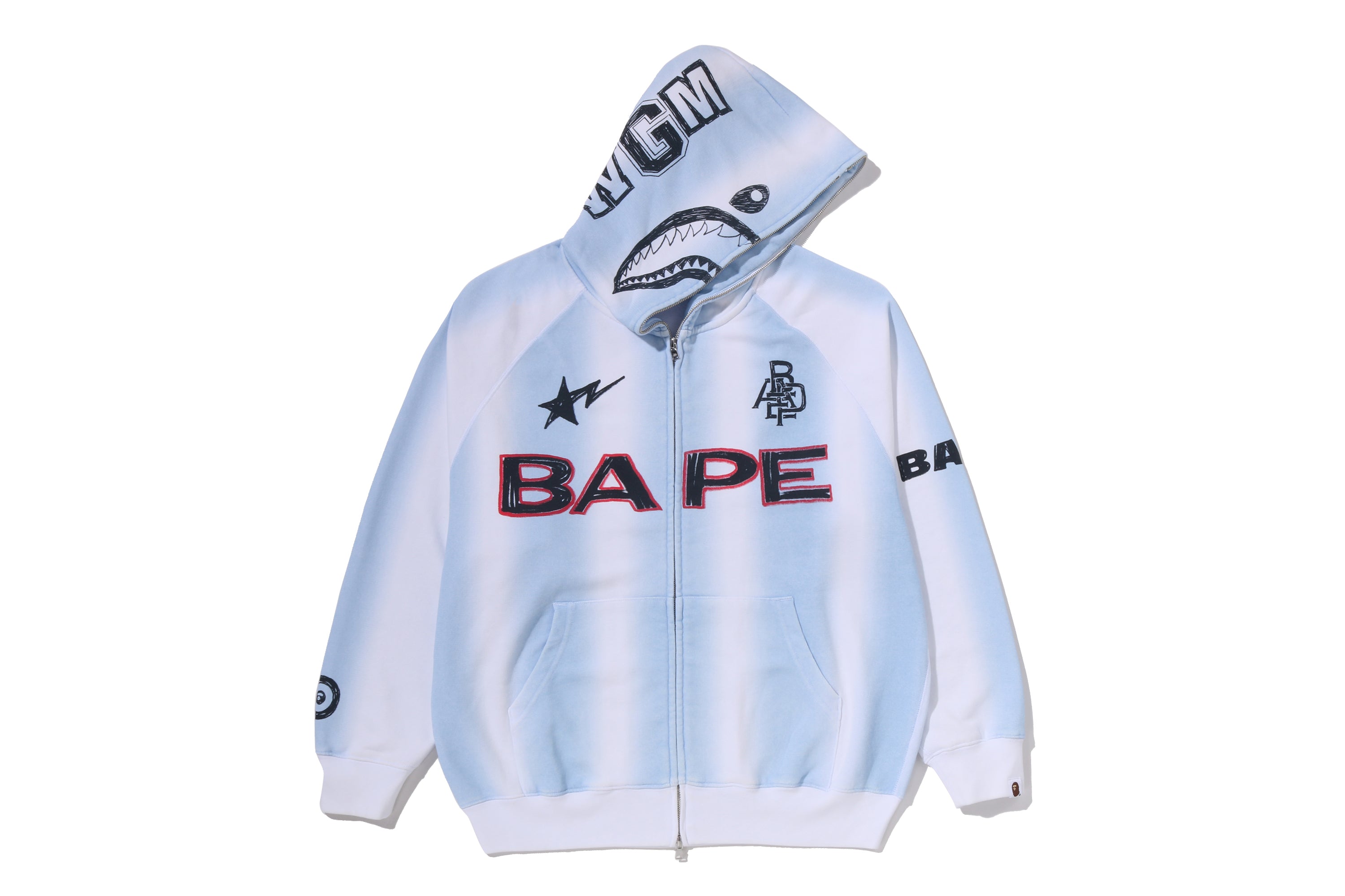 BAPE FB ジャージ トップス HAND DRAW FOOTBALL SHARK RELAXED FIT FULL ZIP HOODIE – eu.bape.com