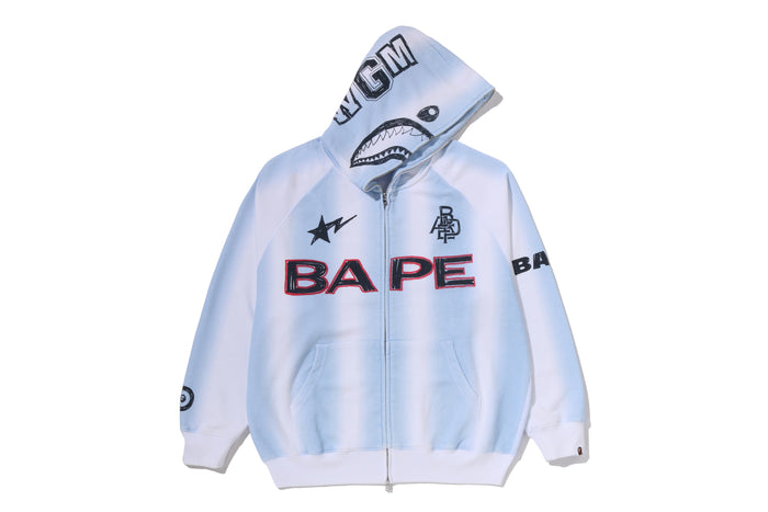 HAND DRAW FOOTBALL SHARK RELAXED FIT FULL ZIP HOODIE