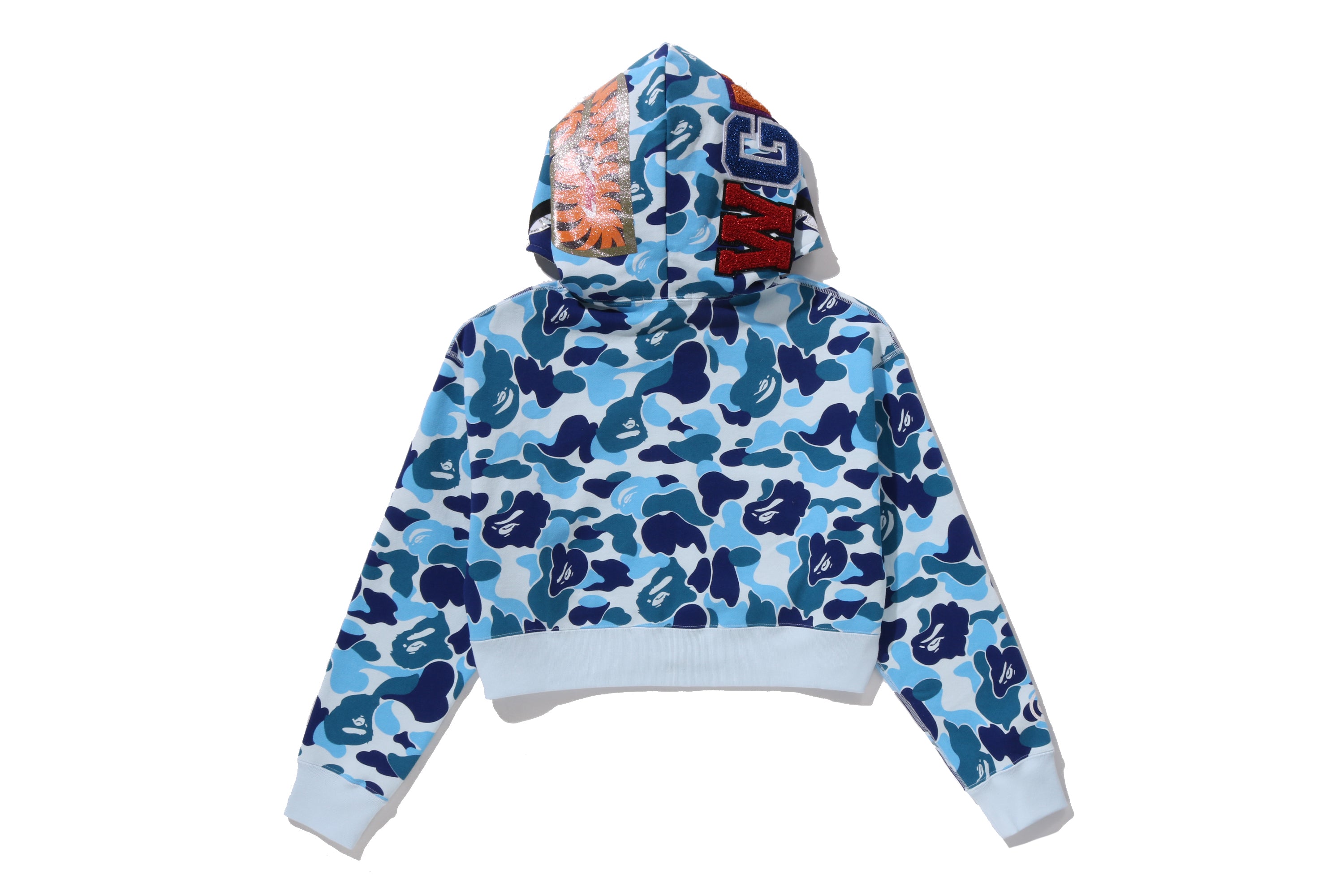 ABC CAMO CRYSTAL STONE SHARK CROPPED FULL ZIP HOODIE LADIES – eu