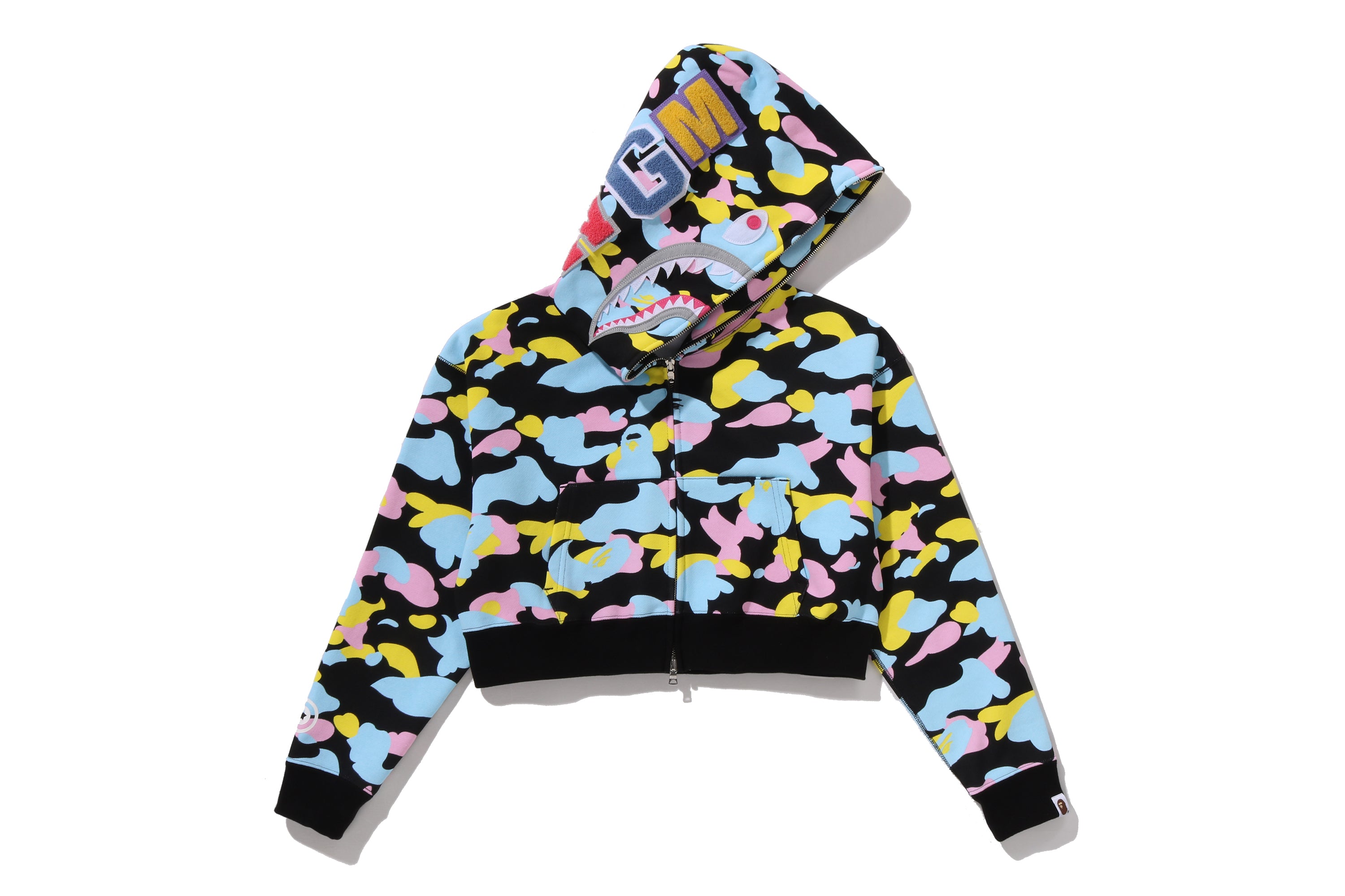 NEW MULTI CAMO SHARK CROPPED FULL ZIP HOODIE LADIES – eu.bape.com