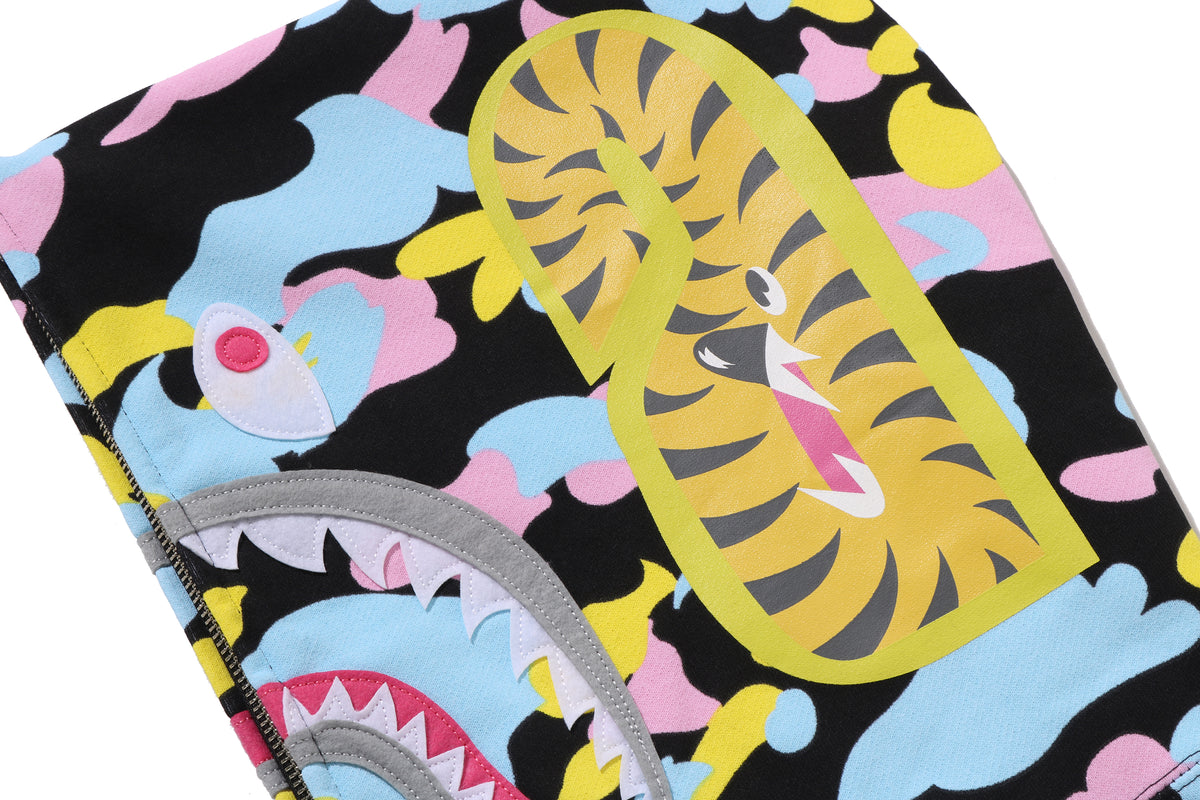 NEW MULTI CAMO SHARK CROPPED FULL ZIP HOODIE LADIES