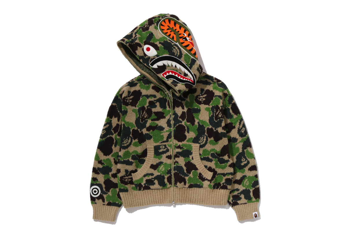 ABC CAMO TOWEL JACQUARD SHARK CROPPED FULL ZIP HOODIE LADIES