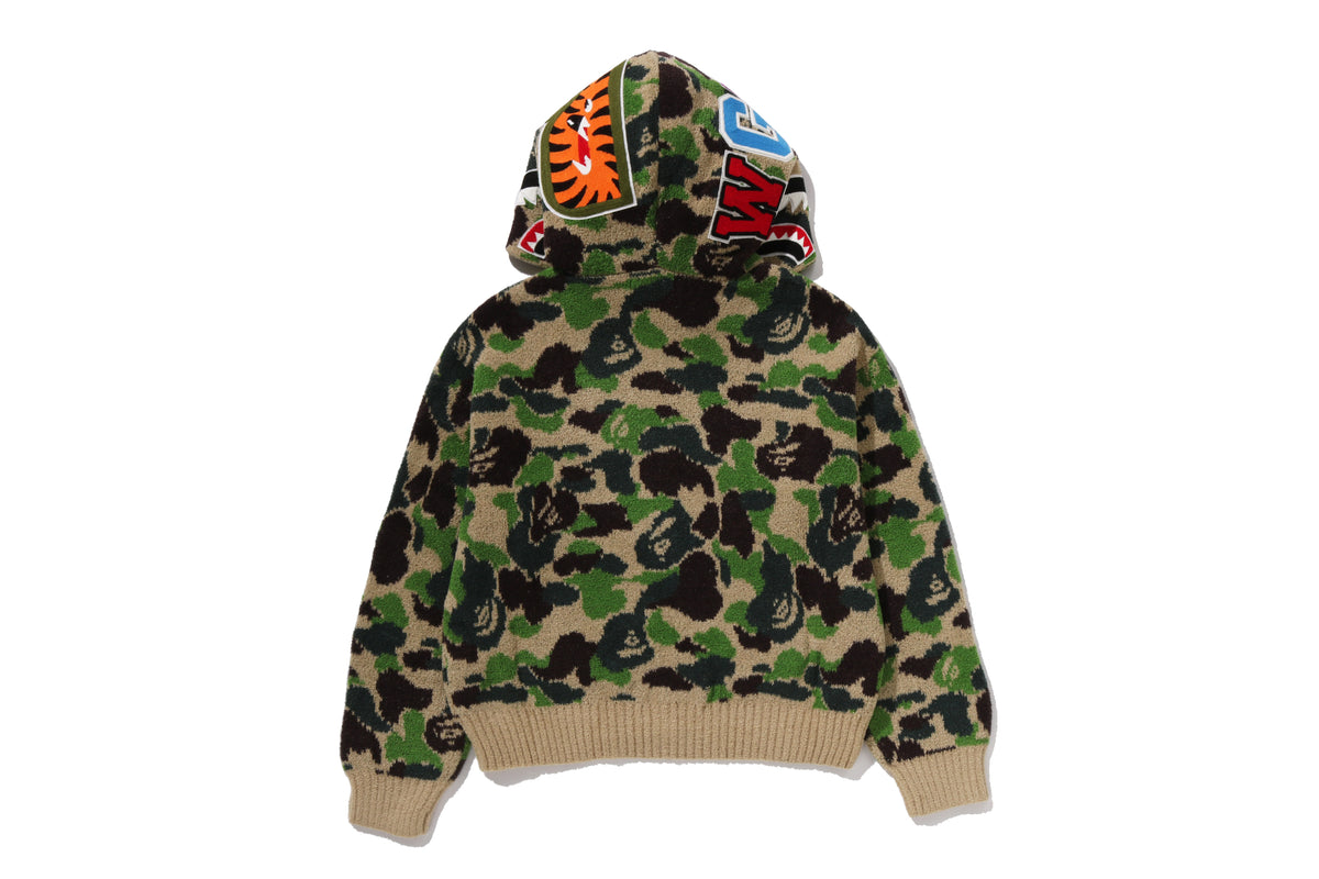 ABC CAMO TOWEL JACQUARD SHARK CROPPED FULL ZIP HOODIE LADIES
