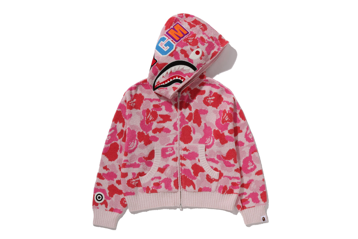 ABC CAMO TOWEL JACQUARD SHARK CROPPED FULL ZIP HOODIE LADIES