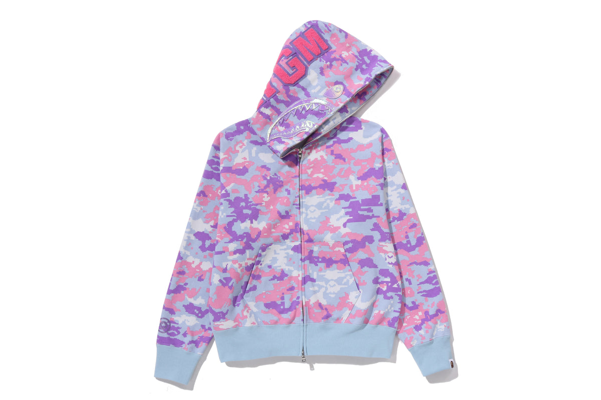 MULTI PIXEL CAMO SHARK FULL ZIP HOODIE LADIES