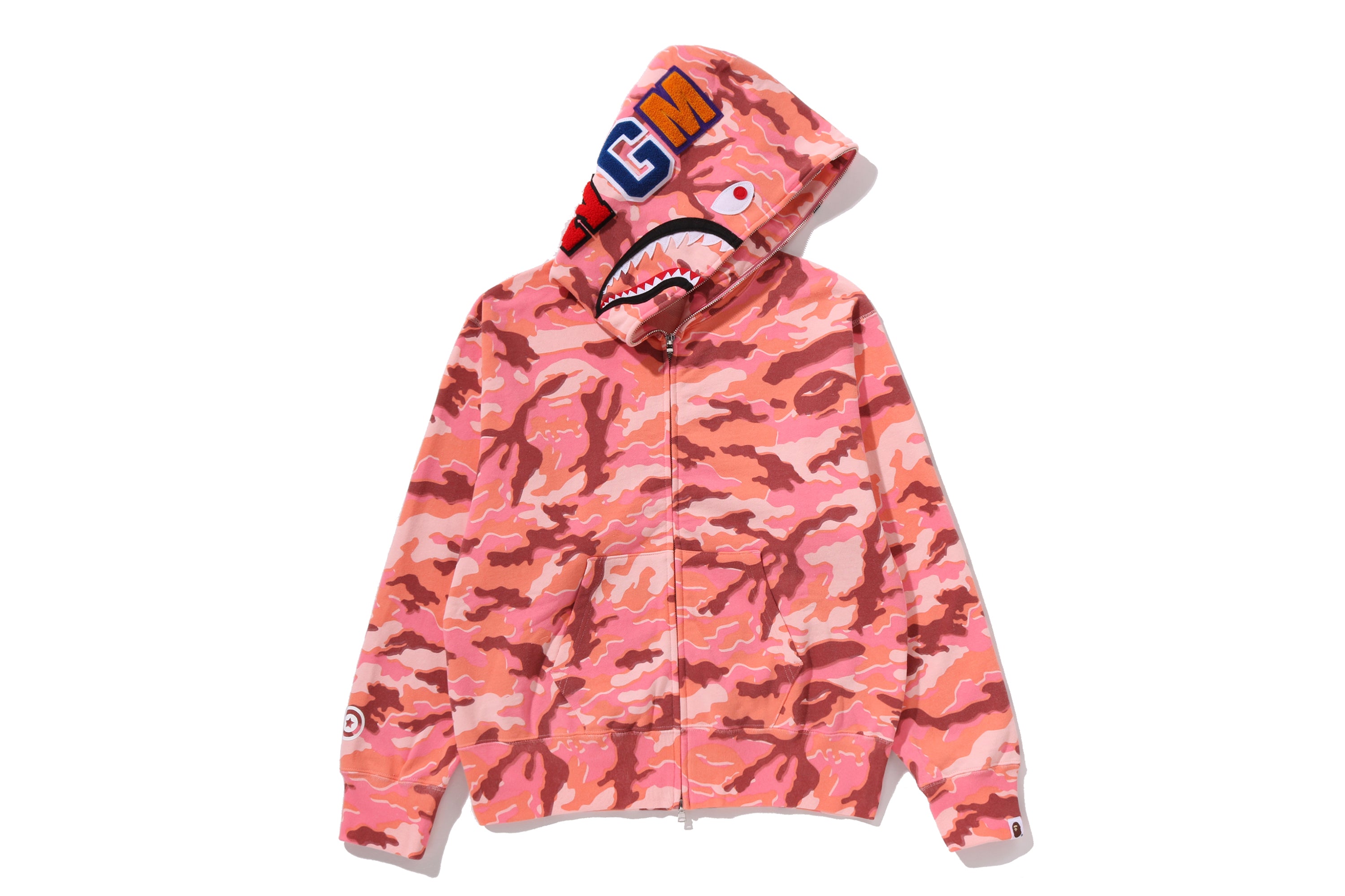 APE BAPE PINK CAMO SHARK HOODIE シャークパーカー GLITCH WOODLAND CAMO SHARK FULL ZIP HOODIE LADIES – eu.bape.com