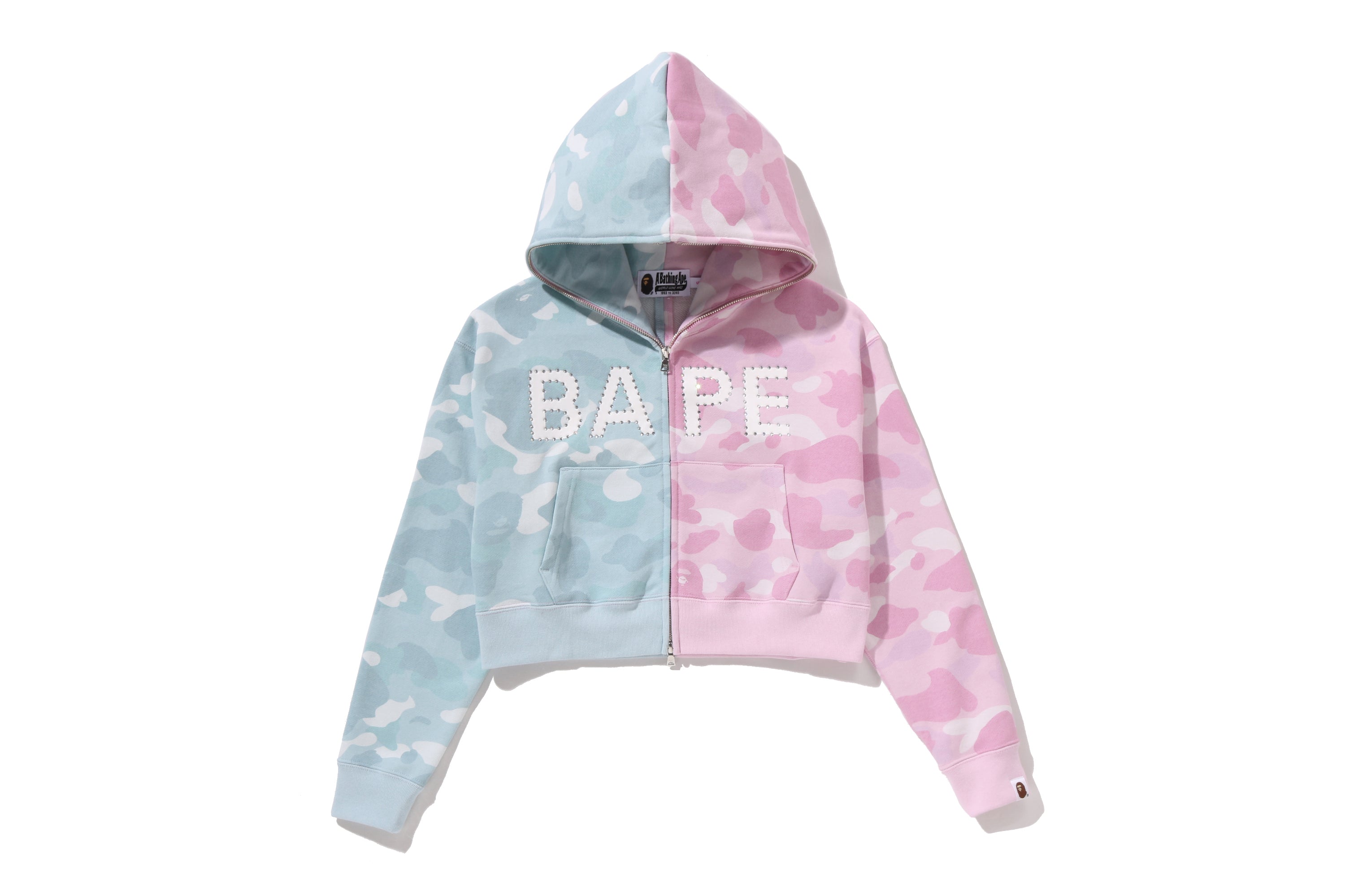 CRYSTAL LOGO PASTEL COLOR CAMO HALF FULL ZIP HOODIE LADIES – eu