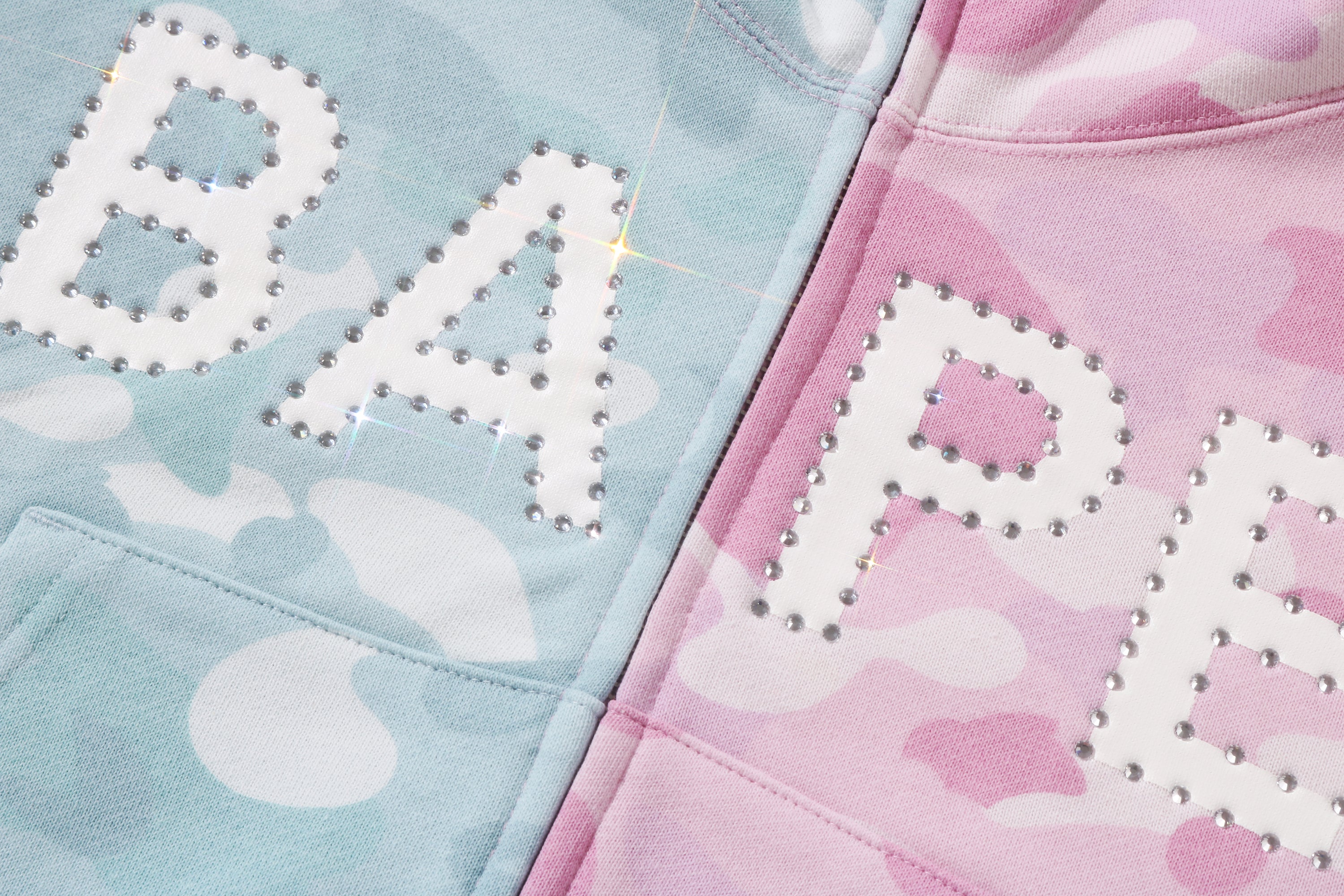 CRYSTAL LOGO PASTEL COLOR CAMO HALF FULL ZIP HOODIE LADIES – eu
