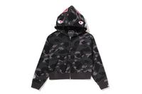 COLOR CAMO FUR SHARK CROPPED ZIP HOODIE LADIES