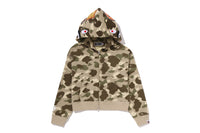 COLOR CAMO FUR SHARK CROPPED ZIP HOODIE LADIES